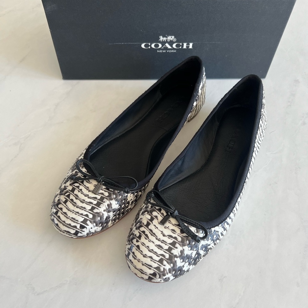 Coach Flatiron Ballet Flats - Black and White Snakeskin - Picture 10 of 10